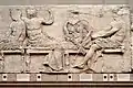 Ares (rechts) auf dem Ostfries des Parthenon