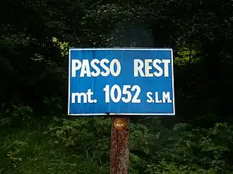 Passschild des Forcola di Mont Rest (Passo Rest)