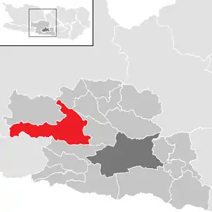 Lage der Gemeinde Paternion im Bezirk Villach-Land (anklickbare Karte)
