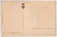 Adressseite (Revers) mit dem Logo Sachsenross (für Niedersachsen) auf dreiblättrigem Kleeblatt (für die Stadt Hannover) und dem Monogramm P F H