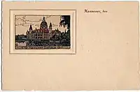 Selbe Serie 497, gleiche Künstlersignatur, hier das Motiv vom Neuen Rathaus