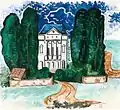 Paul Nicolaus: Schloss Monaise in Trier, 1931, Gouache, 21 × 29,5 cm, Privatbesitz.