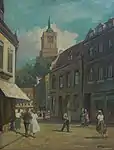 Gemälde: Fischmarkt in Kleve mit Schwanenturm (entstanden vermutlich 1942–1944)