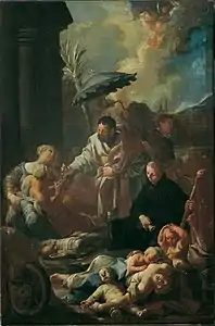 Der heilige Xaver unter den Pestkranken in Goa, um 1749/1750