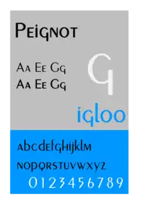 Schriftbeispiel für Peignot