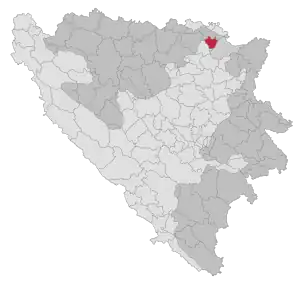 Lage der Gemeinde Pelagićevo in Bosnien und Herzegowina (anklickbare Karte)