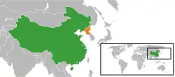 Lage von Volksrepublik China und Nordkorea