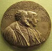 Doppelporträt Karl V. und Ferdinand V. auf einer Medaille von Peter Flötner