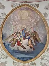 Himmelfahrtsmadonna von Wilhelm Hauschild, Deckengemälde der Kirche Lochen, 19. Jhdt.