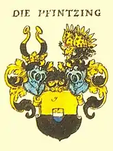 Wappen der Pfinzing von Henfenfeld im Siebmacher (um 1600) mit Herzschild der † Herren von Henfenfeld