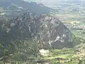 Blick vom Breitenberg (1838 m) auf die drei Pfrontener Berge (1297 m, 1357 m, 1384 m)