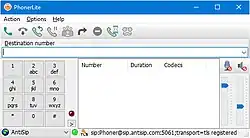 Screenshot von PhonerLite