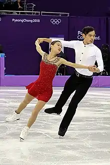 Peng Cheng mit Jin Yang bei den Olympischen Spielen 2018