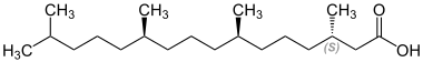 Strukturformel von (–)-(3S,7R,11R)-Phytansaeure