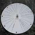 Schild mit Bergen, die vom Gipfel des Pihapper gesehen werden können.