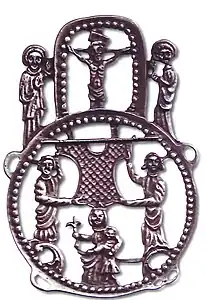 Moderner Nachguss eines Aachener Pilgerzeichens von 1330