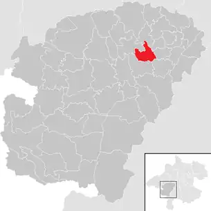 Lage der Gemeinde Pilsbach im Bezirk  Vöcklabruck (anklickbare Karte)