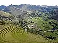 Blick auf Písac und in das Heilige Tal von den Ruinen von Písac