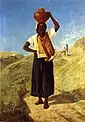 Femme Noire portant une cruche sur la tête