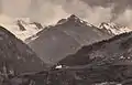 Piz Medel und Piz Cristallina auf einer Ansichtskarte von 1912