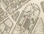 (1) Bereich Bayerischer Bahnhof auf einem Vogelschauplan Leipzig 1847
