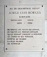 Gedenktafel für Jorge Luis Borges, Grand-Rue 28, Genf