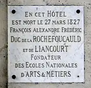 Erinnerungstafel Graf de La Rochefoucauld-Liancourt an Nr. 9
