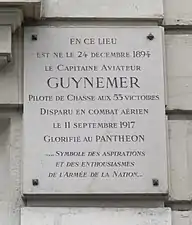 Erinnerungstafel an den JagdfliegerGeorges Guynemer, Nr. 89
