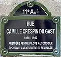 Plakette an der Rue Camille Crespin-du Gast anlässlich der Umbenennung, 24. April 2022