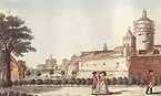 Der Zugang zur Schlosspforte (Bildmitte)