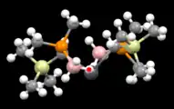 Draufsicht auf {(Me3Si)[Me2P(BH3)]CH}2Pb