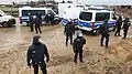 Polizeibarrikade am Eingang von Lützerath
