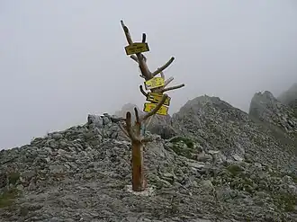 Wegbeschilderung auf der Passhöhe