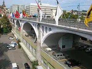 Die von Monod und seinem Partner Alphonse Laverrière entworfene Chauderon-Brücke, erbaut in den Jahren 1904 bis 1905.