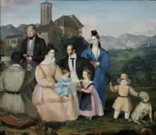 Familie des Grafen Paride Spaur vor Schloss Valer  (Joseph Ritter, 1831)