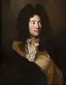 Hyacinthe Rigaud: Porträt von Gaspard Rigaud, ca. 1691. Der elegante Herr in der Ära Ludwigs XIV. trägt eine große Allonge-Perücke.