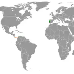 Lage von Portugal und Panama