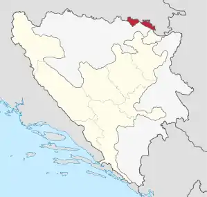 Lage des Kantons in Bosnien und Herzegowina