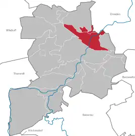 Lage von Potschappel in Freital
