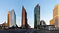 Atrium Tower, Kollhoff-Tower, Bahntower, Beisheim-Center (v. l. n. r.)