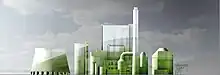 Designentwurf für ein Kraftwerk, um es ins Landschaftsbild zu integrieren