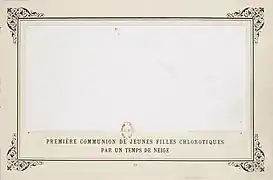 Première communion de jeunes filles chlorotiques par un temps de neige [Erstkommunion chlorotischer (blasser) Mädchen bei Schneefall ]
