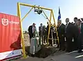 Grundsteinlegung durch Präsident Sebastián Piñera für das neue Stadion im April 2013