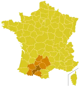 Karte der Kirchenprovinz Toulouse