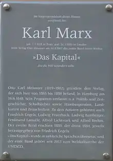 Gedenkplakette am ehemaligen Verlagshaus von Otto Meißner in Hamburg (2017)