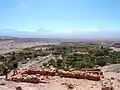 Der Ayllu Quitor und Río San Pedro vom Pukará de Quitor aus gesehen