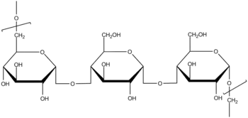 Pullulan; Monomer aus drei Glucose-Einheiten (Maltotriose)