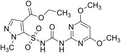 Strukturformel von Pyrazosulfuron-ethyl