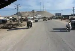 The Qalat Fortress in Qalat, Zabul Province, Afghanistan circa spring 2013. The picture was taken from a U.S. military vehicle on patrol driving on highway 1.