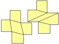 Konvexe Quadrilaterationen von orthogonalen Polygonen sind im Allgemeinen nicht eindeutig. Dieses Polygon hat kein Ohr.